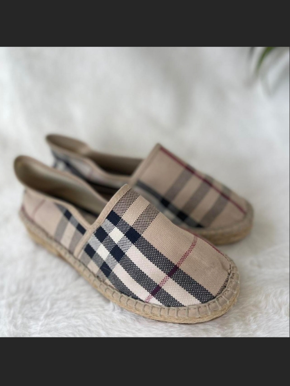 Burberry Kids Shoes Beige Plaid Slip-On Espadrilles